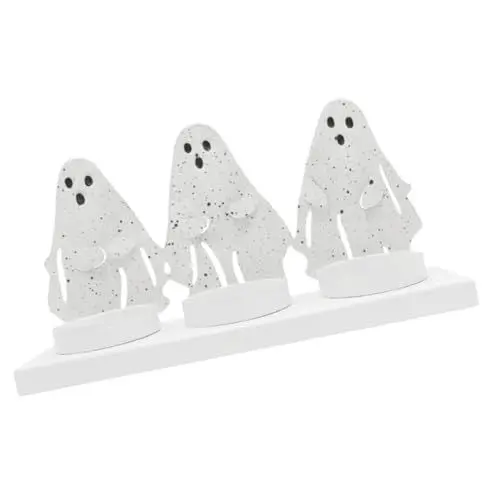 Produktbild: NESTINGHO Geisterkerzenhalter Halloween-esstischdekoration Kerzenhalter-Ornamente Halloween-kerzenverzierung Gruselige Geisterverzierung Halloween-dekor Halloween-kerzenbecher Eisen Weiß