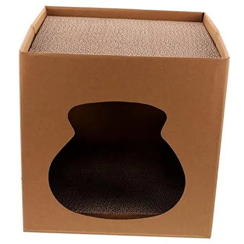 Produktbild: NESTINGHO Katzenkratzbrett Katzenhaus Papphaus Katzenhaus für den Innenbereich Katzenversteck aus Pappe Katzenhäuser Katzenkratzlounge Wandkratzer für Wohnungskatzen Katzenkarton Wellpapier