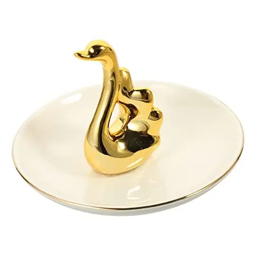 Produktbild: NESTINGHO Schwan Schmuck Tablett schmukbewahrung schmuck Schmuckständer Schmuck für Damenarmband dekoratives Schmuckstück Tierring Ring-Schmuck-Tablett Schlüsselfach Keramik