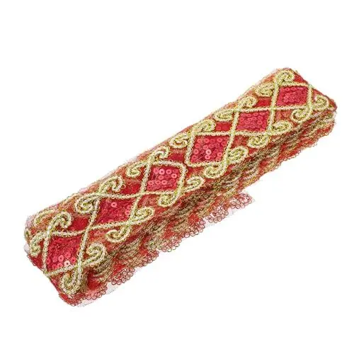 Produktbild: NESTINGHO Spitze Pailletten Spitze Spitzenbesatzband Spitzenbesatz Selber Machen Das Blitzkostüm Netzband Glitzerband Hochzeitsdekorationen Für Die Zeremonie Kleidung Spitze Polyester Rot