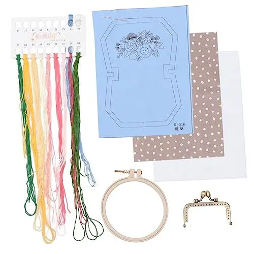 Produktbild: NESTINGHO Stickwerkzeuge für Anfänger embroidery handwerkskunst hand made textilien Geldbeutel mit Schloss selber machen Frau Handarbeitswerkzeuge Taschenstickerei handgemachte Stickerei