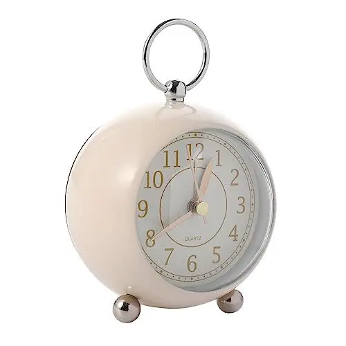 Produktbild: NESTINGHO Wecker klingeln Uhr Schlafzimmer standuhr Table Clock Geschenkidee Decoration Uhr fürs Bett runder ziemlich Wecker Weckuhr kreative Uhr Wecker mit Licht Elektronisches Bauteil Weiß
