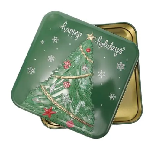 Produktbild: NESTINGHO Weihnachtsgeschenkbox Lagerbehälter Aus Weißblech Weihnachtliche Snackdosen Weihnachtskeksdosen Mit Deckel Weihnachtsplätzchendose Weihnachtskerzengläser Kekse Blechdose Mini Green