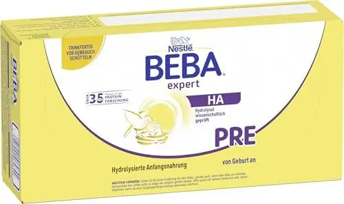 Produktbild: BEBA expert HA PRE Hydrolysierte Anfangsnahrung, Säuglingsnahrung von Geburt an, 32er Pack (32 x 90ml)