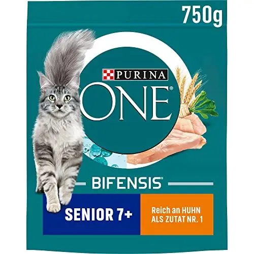 Produktbild: PURINA ONE BIFENSIS Senior 7+ Katzenfutter trocken, reich an Huhn, 6er Pack (6 x 750g)