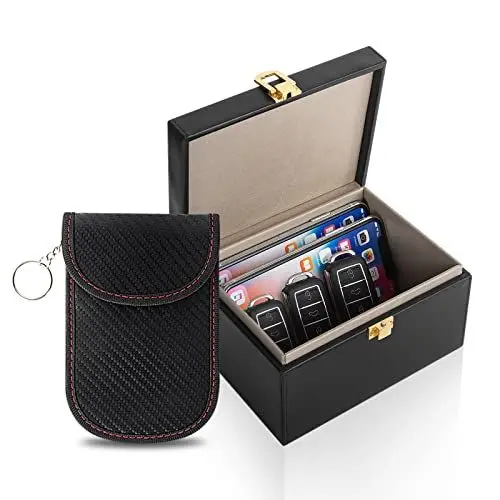 Produktbild: Nestling Keyless Go Schutz Autoschlüssel Box, Faraday Box für Autoschlüssel, Große RFID Blocker Box mit 2 Autoschlüssel Schutz Keyless Faraday Tasche, Diebstahlsicherungs Keyless Go Schutz Box