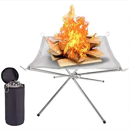 Produktbild: Nestling Tragbare Faltbare Outdoor-Camping-Feuerstelle, 304 Edelstahl, Netzkamin, Picknick, Lagerfeuer, Feuerstelle, Holzverbrennung mit Tragetasche für Terrasse, Camping, Hinterhof