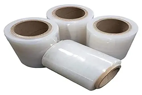 Produktbild: Net4Customer Stretch-Papierrollen, transparent, 4 Stück – Verpackungsboxen, Stretchfolienrollen, schnelle starke Paketverpackung, 100 mm, 150 m, Fi50, 23 µm
