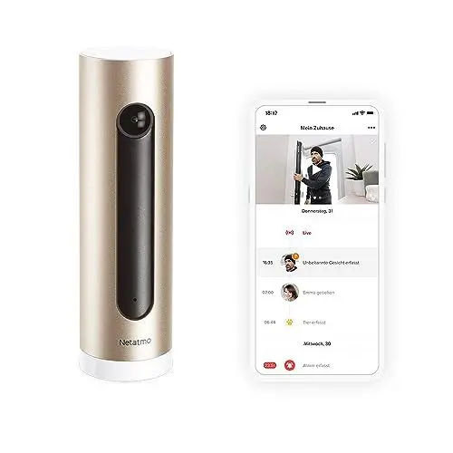 Produktbild: Netatmo Smarte Überwachungskamera Innen mit Wandhalterung, WLAN, Full HD, Bewegungserkennung, Nachtsicht,bis zu 32 GB lokaler Speicher auf MicroSD-Karte, Live Übertragung, Ohne Abonnement, NSC-AMZ
