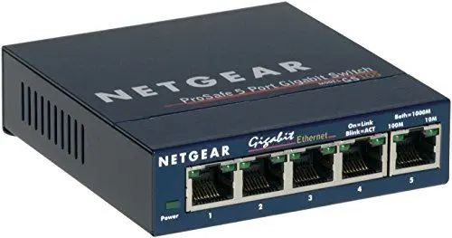 Produktbild: NETGEAR GS105GE LAN Switch 5 Port Netzwerk Switch (Plug-and-Play Gigabit Switch LAN Splitter, LAN Verteiler, Ethernet Hub, lüfterloses Metallgehäuse, ProSAFE Lifetime-Garantie), Blau