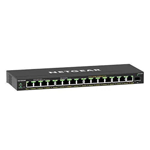 Produktbild: NETGEAR GS316EPP Switch 16 Port Gigabit Ethernet LAN PoE Switch Plus (mit 15x PoE+ 231W & 1x SFP, Managed Netzwerk Switch mit IGMP Snooping, QoS, VLAN, lüfterlos), schwarz