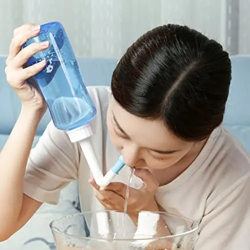 Produktbild: Neti Pot Sinus Rinse Bottle, 500 Ml Nasenspülflasche, Nasenspüllösung, Feuchtigkeitsspendende Nasensprayer, Nasenspülflasche mit 2 Düsen für Water Pulse Nasenspülung für Erwachsene und Kinder