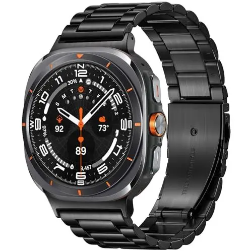 Produktbild: Netolo Kompatibel mit Samsung Galaxy Watch Ultra Armband 47mm, Extra Lange Edelstahl Metall Ersatzband für Samsung Galaxy Watch 7 Ultra Armband 47 mm, Schwarz