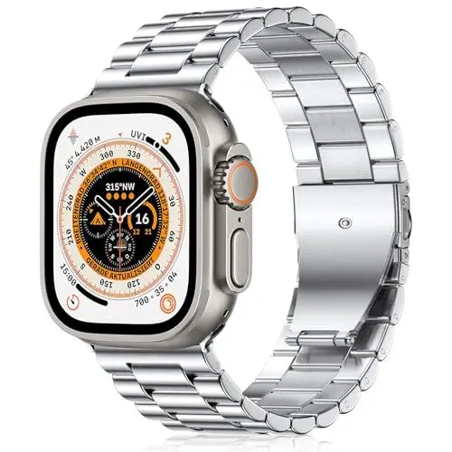Produktbild: Netolo Metall Armband Kompatibel mit Apple Watch Armband 40mm 38mm 41mm 42mm, Edelstahl Ersatzarmband Kompatibel mit Apple Watch SE Armbänder/iWatch Series 10 9 8 7 6 5 4 3 2 1 SE 2