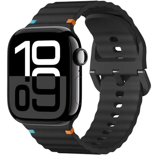 Produktbild: Netolo Sportarmband Kompatibel mit Apple Watch 10 Armband 46mm 44mm 45mm 49mm 42mm, Weiches Silikon Ersatz Armbänder Kompatibel mit iWatch SE Series 10 9 8 7 6 5 4 3 2 1 Ultra Herren Damen