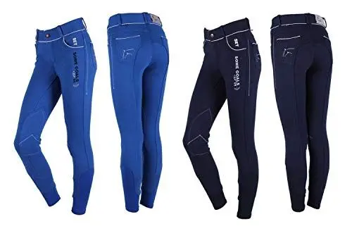Produktbild: NETPROSHOP Kinder Reithose Kids mit Kniebesatz und Kontrastnähten Blau Gr. 128-164, Kindergroesse:152, Farbe:Dunkelblau