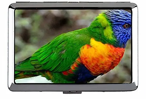 Produktbild: Nette Edelstahl-ID oder Zigaretten-Hülle (King-Size), Papagei-Vogel-bunte Visitenkartenhalter C067