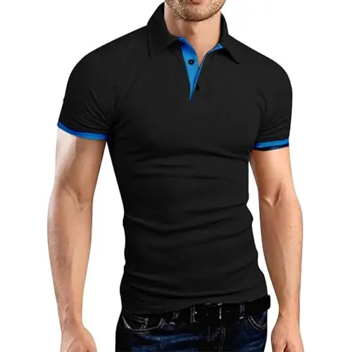 Produktbild: Netto Online Shop farbblockierendes Sport-T-Shirt für Herren mit Stehkragen und kurzen Ärmeln Netto Online Shop (BU2, XXL)