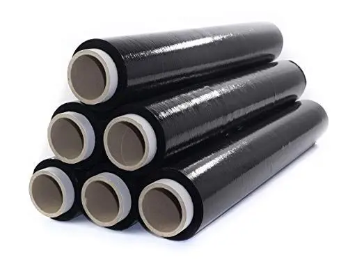 Produktbild: Netuno 6x schwarze Stretchfolie 23my 500 mm 1,5 kg Palettenfolie Wickelfolie PE-Handstretchfolie Cast-Film schwarz Strech-Folie Packfolie Verpackungsfolie Umzugsfolie Plastikfolie Stretch Film