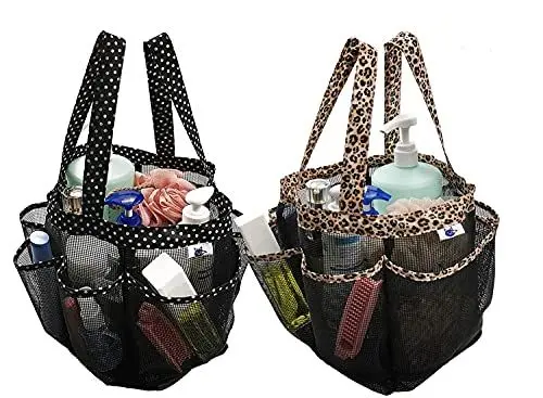 Produktbild: Netz Strandtasche Duschtasche with 8 Tragbare Tasche, Kulturtasche zum AufhäNgen fur Dusche with Tragegriff, Faltbare Tasche Make up Organizer fur Shampoo, Seife und Anderes Badezimmer Zubehör