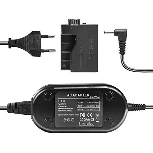 Produktbild: Netzteil mit Akkuadapter für Canon EOS 450D, EOS 500D, EOS 1000D - ersetzt ACK-E5, DR-E5, CA-PS700