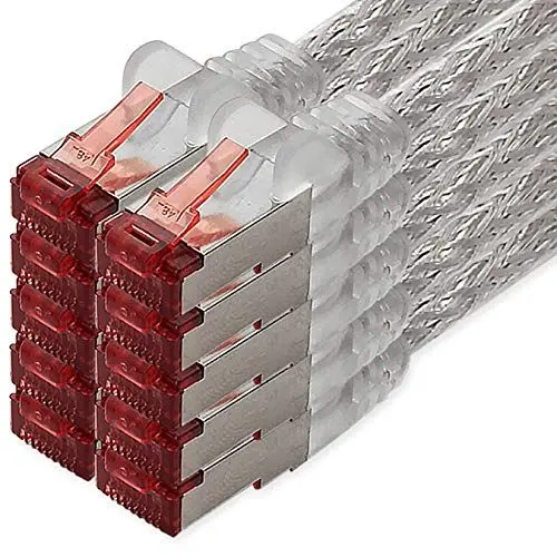 Produktbild: Netzwerkkabel Cat.6 3,0 m transparent - 10 x Ethernetkabel Lankabel Cat6 Lan Netzwerk Kabel Sftp Pimf Patchkabel 1000 Mbit s