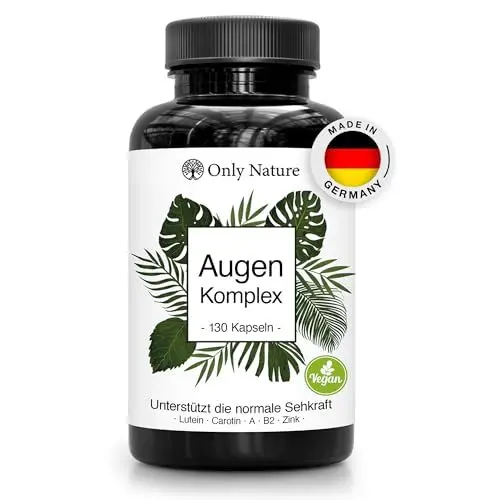 Produktbild: NEU: Augenvitamine - 130 Lutein Zeaxanthin Kapseln mit Beta Carotin, Vitamin B2, A, Zink - Einzigartige Zusammensetzung - in Deutschland produziert, Laborgeprüft & vegan - Augenvitamine Testsieger
