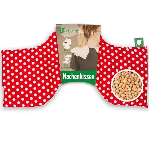 Produktbild: NEU HERBALIND Kirschkernkissen 4-Kammer 50x25 cm Schulterkissen Wärmekissen für die Mikrowelle - 100% Baumwolle OEKO TEX mit 900g Kirschkernen Wärme Kälte Körnerkissen Nacken und Schulter, Rot