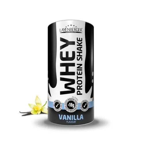 Produktbild: Layenberger WHEY Protein Shake, Molkeneiweißkonzentrat für Muskelaufbau, 74 % Eiweiß, 22,7 % BCAA (1x 300 g) - Vanille