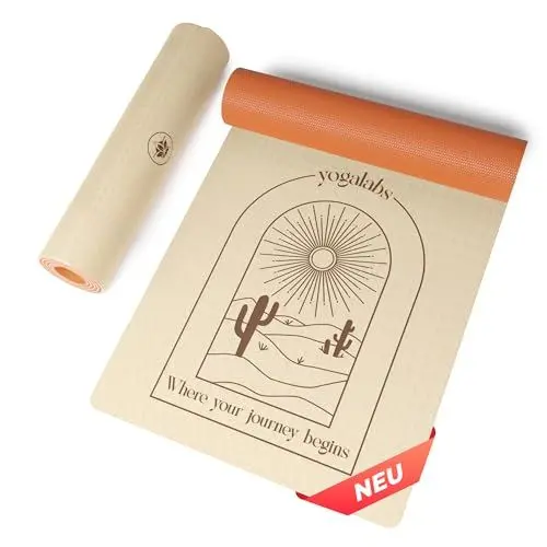 Produktbild: YOGALABS® Premium Yoga-Matte ECO TPE 185x60x0,6cm Grün - Yogamatte, Gymnastikmatte, Sportmatte rutschfest, nachhaltig, schadstofffrei - Fitness-Matte & Pilates-Matte groß für Zuhause antirutsch