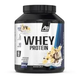 Produktbild: Neu All Stars WHEY PROTEIN 2000g I Eiweiß-Pulver mit Whey-Konzentrat & Isolat I leckeres Low-Fat Powder I hochwertiges Protein-Pulver I cremiger Protein-Shake (2 kg, Banana Split)