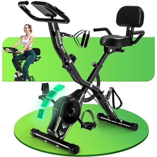 Produktbild: Neu Heimtrainer Fahrrad, SLUNSE 5-in-1 Ergometer Heimtrainer Verstellbarer Widerstand, Hometrainer Fahrrad Faltbare Aufbewahrung, Leise & Bequem, LCD-Monitor, 160KG Belastbar, Home Trainer