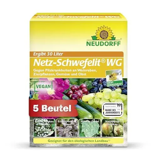 Produktbild: Neudorff Netz-Schwefelit WG – Zur wirksamen Bekämpfung von Pilzkrankheiten wie Echter Mehltau an Zierpflanzen wie Rosen, Gemüse und Obst, 75g, weiß