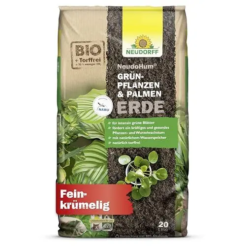 Produktbild: Neudorff NeudoHum Grünpflanzen- & PalmenErde – Torffreie Bio Erde, fördert gesunde Palmen und Grünpflanzen mit grünen Blättern wie z.B. Monstera, 20 Liter