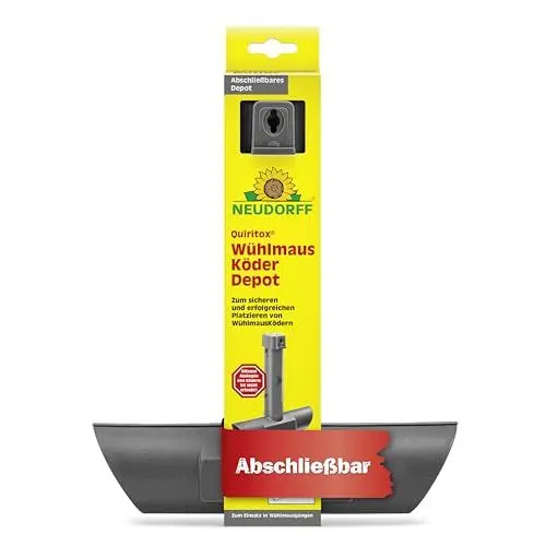 Produktbild: Neudorff Quiritox WühlmausKöder Depot – Abschließbares Köderdepot zum sicheren Platzieren von Wühlmausködern zur effektiven Wühlmausbekämpfung, 1 Stück, Grau
