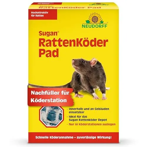 Produktbild: Neudorff Sugan Ratten-Köder-Pad. Gebrauchsfertige Portionsköder mit Langzeitwirkung zur effektiven und sicheren Bekämpfung von Ratten. Nur in Köderstationen in und am Gebäude einsetzbar 1x 400g