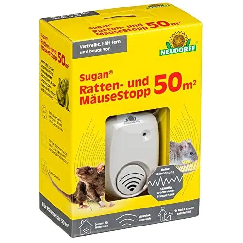 Produktbild: Neudorff Sugan Ratten- und MäuseStopp 50 m² - Ultraschall vertreibt Ratten und Mäuse sofort und dauerhaft aus Haus, Keller und Garage. Anti Gewöhnungseffekt, 1 Stück, Weiß
