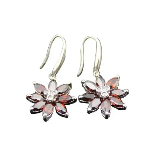 Produktbild: Neue Jade Angel Fashion Sterling Silber Cubic Zirkon Baumeln Ohrringe Granat Farbe Rot