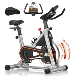 Produktbild: Neues Heimtrainer Fahrrad mit Magnetischem Widerstand, DMASUN Hometrainer Fahrrad mit Weichem Sitzkissen, Widerstand Stufenlos Einstellbar, Ergometer Heimtrainer Schweres Schwungrad, 160kg Belastbar