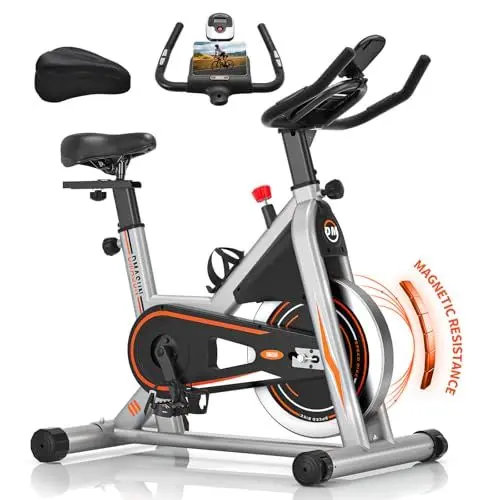 Produktbild: Neues Heimtrainer Fahrrad mit Magnetischem Widerstand, DMASUN Hometrainer Fahrrad mit Weichem Sitzkissen, Widerstand Stufenlos Einstellbar, Ergometer Heimtrainer Schweres Schwungrad, 160kg Belastbar