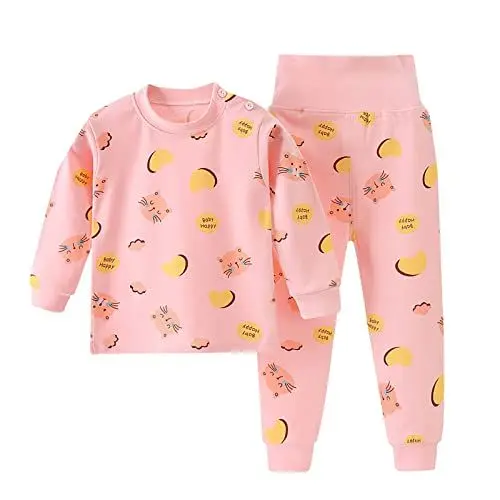 Produktbild: Neugeborene Karikatur Druck Kleinkind Pyjama Set Kinder Zweiteilig Schlafanzug Hoch Elastische Taille Junge Lange Hosen Kinderkleidung Mädchen Nachtwäsche Schlafanzug Bekleidungs (Pink, 2-3 Years)