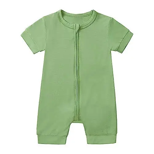 Produktbild: Neugeborenes Baby, einfarbig, Strampler, Reißverschluss, Einteiler, Pflanzen, Faserstoff, natürlich und bequem, Overall-Outfits Wolle Schlafanzug Baby (Green, 0-3 Months)