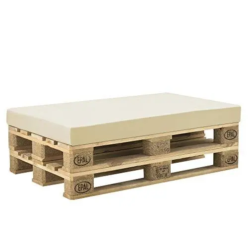 Produktbild: (neu.haus) Neuhaus Schaumstoff mit Bezug im Set Palettenkissenbezug 120x80x10cm Beige ÖKO-TEX Standard In- & Outdoor Palettenkissen Sitzkissen Palettenpolster Waschbar Wasserabweisend