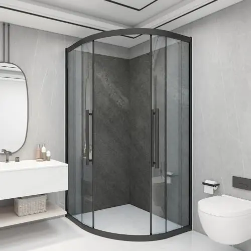 Produktbild: (neu.haus) Duschrückwandset Bladel 8er Set 120x60 cm Wandverkleidung Wanddeko wasserfest Badrückwand Duschrückwand Dekorwand 3 mm Bad Dusche WC Küche Grey Stone