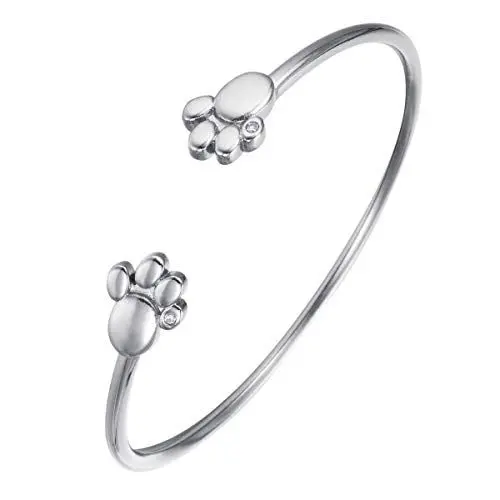 Produktbild: NEUHEIT Pfote Design Bangle Energetix 4you 3714 Energie Magnet Armreif Edelstahl Magnetix Hund Katze Tatze Bär M/L