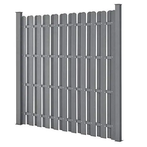 Produktbild: neu.holz WPC Gartenzaun 185x193cm Grau Sichtschutz Windschutz Lamellenzaun Zaun