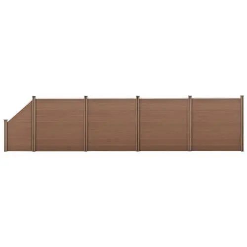 Produktbild: neu.holz WPC Gartenzaun mit abgeschrägtem Zaunelement 183x799cm Braun Sichtschutz Windschutz Lamellenzaun Zaun Schrägelement