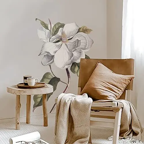 Produktbild: Neukids 120 * 80cm FABRIC Pfingstrose Blumen Wandaufkleber, Wandtattoo Blumen Magnolie Wandaufkleber Pflanze Schlafzimmer Wohnzimmer Kinderzimmer Wandsticker Sofa Hintergrund Wanddeko Selbstklebend