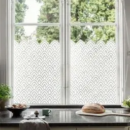 Produktbild: Neukids Fensterfolie Selbsthaftend Milchglasfolie Weiße Lotus-Blütenblätter, Sichtschutz Fensterfolie Blickdicht Weiße Muster, Statische Glasfolie Küche Bad kinderzimmer Fensterdekorationen