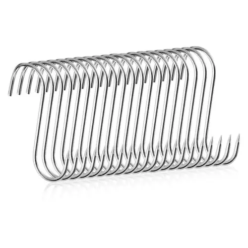 Produktbild: NEUSID 20 Stück Fleischerhaken S Haken, 15cm Edelstahl Räucherhaken Fleischhaken Groß S-Haken Metallhaken Haken zum Einhängen Aufhängehaken für Badezimmer, Schlafzimmer, Büro, Küche,Geschäft